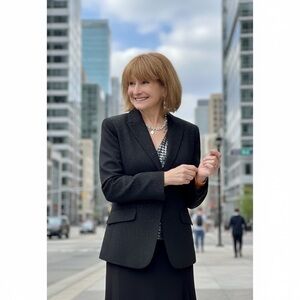 Lafayette 148 New York Elegant Black luxury silk/linen blend tailored blazer